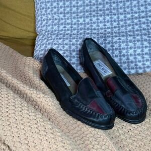 Jones Wear Black Leather Penny Loafers Womens 10M Classic Slip On Flats